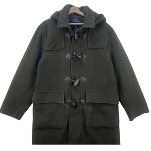 Brooks Brother Duffle Coat 100% Wool Jacket Medium Dark Green